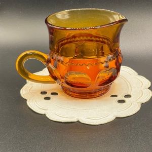 Kings Crown Thumbprint Amber Creamer.